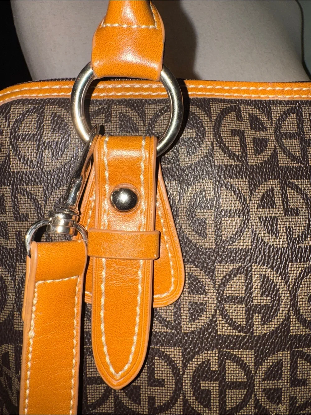 Giani Bernini Monogram Block Signature Dome Satchel Crossbody Bag Purse CLEAN